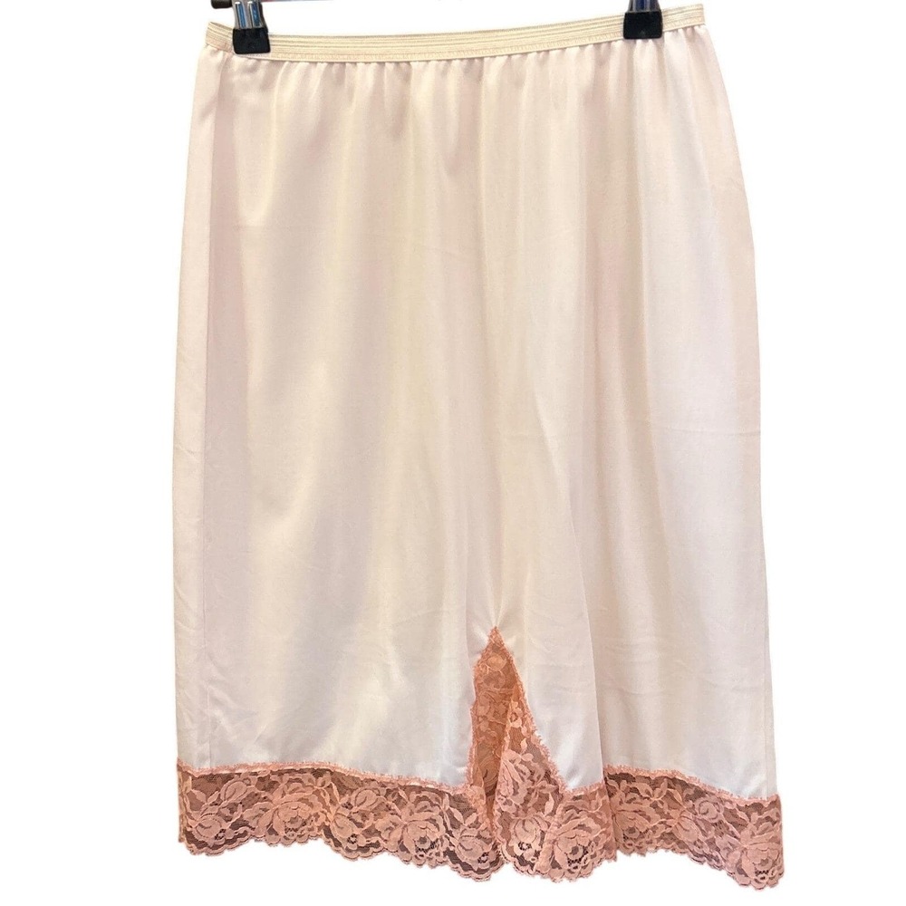 Vintage Mid Century Rogers Half Slip Pink Lace Trim Coquette Balletcore Romantic